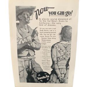 Vintage 1931 Santa Fe Now You Can Go Ad Advertisement